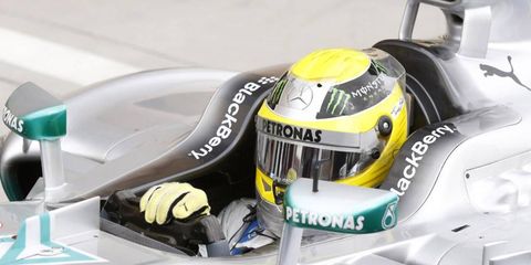 Nico Rosberg won the pole for Sunday's Grand Prix in Bahrain. He also spoke withe press after qualifying.