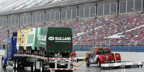 NASCAR's Air Titan track dryer was being used on Saturday at Talladega, but it wasn't enough. NASCAR had to cancel Sprint Cup practice because of rain.