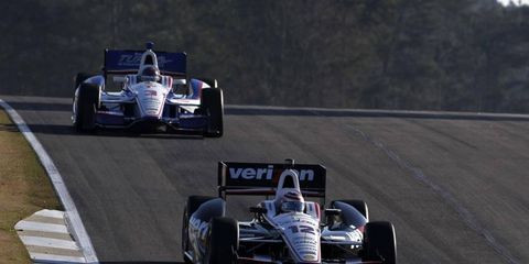 Will Power (leading) and Helio Castroneves are both drivers to watch this weekend in Brazil.