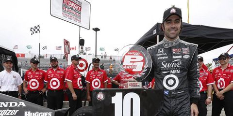 Dario Franchitti won the pole for Saturday's IndyCar race, but he won't be able to start in the first row.