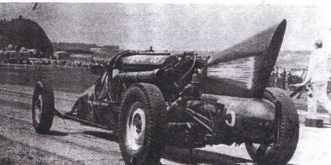 Walt Arfons and his brother Art were mechanical geniuses on a budget. Here is an early Green Monster at the drags.