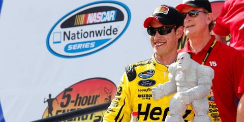 Joey Logano won the NASCAR Nationwide Series race at Dover on Saturday.