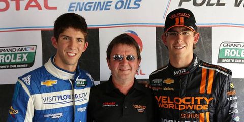 Jordan and Ricky Taylor stand with their father, Wayne. The boys gave their dad a nice Father's Day present, taking the top two spots in Grand-Am qualifying.