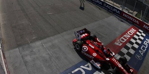 Scott Dixon took the checkered flag for the second time this weekend in Toronto on Sunday.