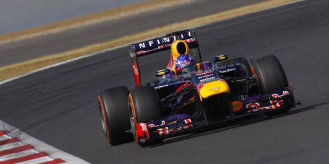Daniel Ricciardo, shown driving in the Young Drivers Test, could now be the front runner for the vacant seat at Red Bull Racing in 2014.