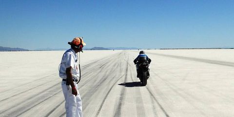 Now you can listen in on Bonneville Speed Week Aug. 9-16 and hear runs such as motorcyclist Jack Broomall, above.