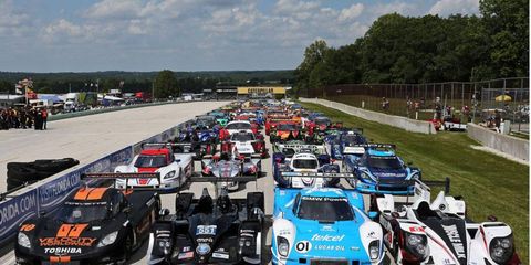 Cars from the Grand-Am and American Le Mans Series joined on the grid for an historic group photo at Road America.