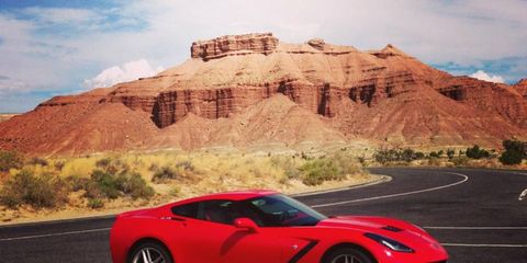 The red rocks of Utah make a stunning backdrop for our 2014 Corvette Stingray.
