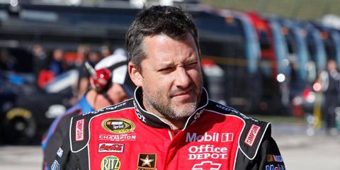 Tony Stewart hopes to be back in a race car in time for the 2014 Daytona 500 in February after breaking two bones in his leg in a crash on Aug. 5.