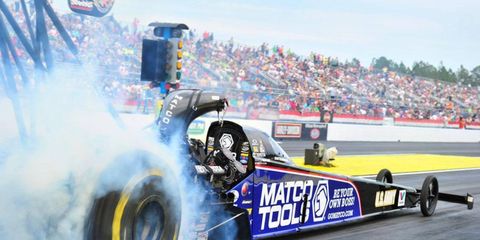Antron Brown, the current Top Fuel champion, failed to qualify in Charlotte in NHRA action.