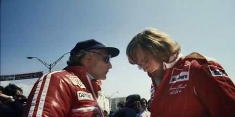 Hunt and Lauda are bitter rivals in the film, but in reality they developed a close bond off the track.
