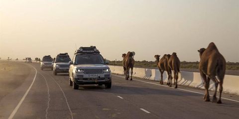 The three Range Rover Hybrids reach the midpoint of their journey to India.