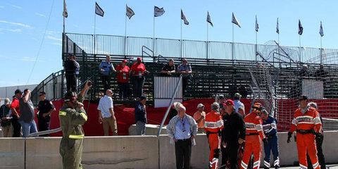 Drivers Scott Dixon and Tony Kanaan visited with some of the fans affected by the crash.