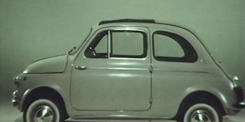 A screenshot from a 1950s Fiat 500 commercial.