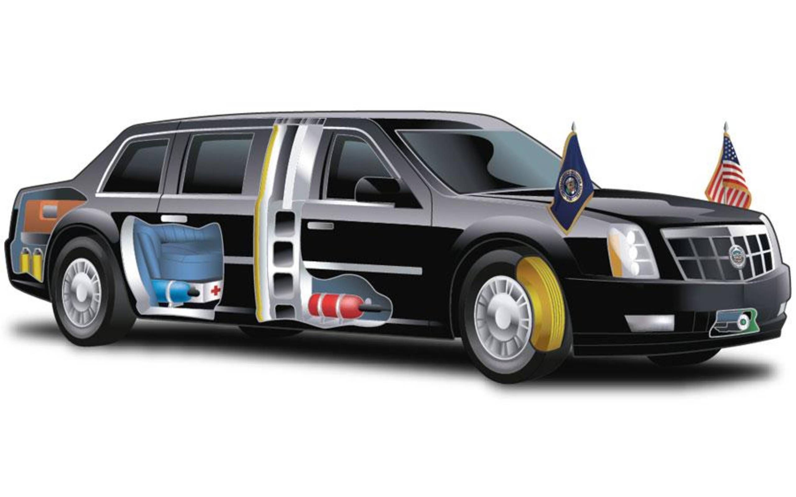 Inside the President's armored limo