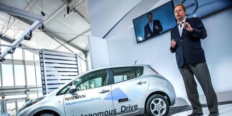 Nissan/Infiniti VP Andy Palmer talks autonomous vehicles in August 2013.