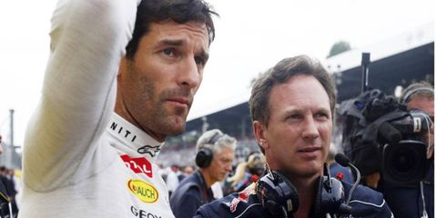 Christian Horner, right, is eager to have Mark Webber win one of the final four Formula One races this season.