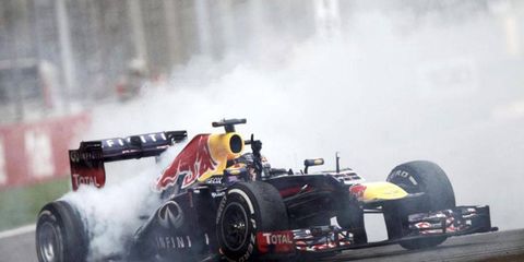Sebastian Vettel did not hold back in his post-race celebration after clinching his fourth Formula One championship.