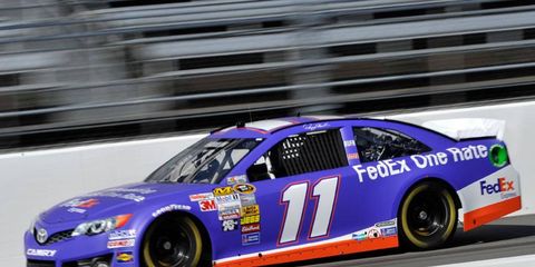 Denny Hamlin scored his seventh NASCAR Sprint Cup pole of the season on Friday with a quick run at Martinsville.