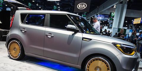 Coolest. Wheels. Ever. The Kia stand at SEMA.