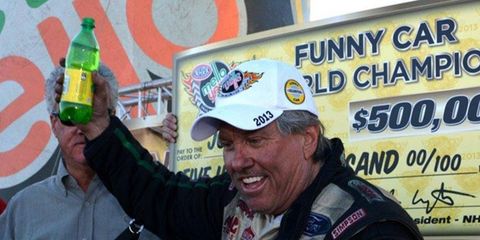 John Force clinched the NHRA Funny Car championship for the 16th time in his career on Oct. 27 at Las Vegas.