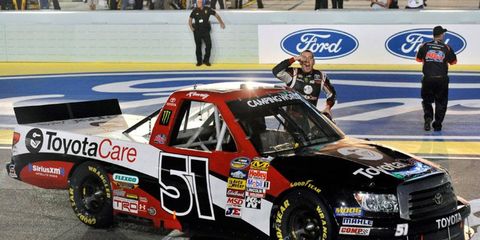 Kyle Busch won his 35th career Camping World Truck Series race in just 115 starts on Friday night at Homestead, Fla.