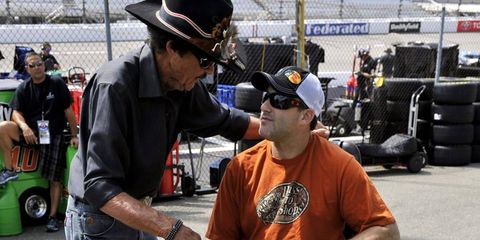 NASCAR legend Richard Petty visits with Tony Stewart in Virginia. Stewart talked with ESPN on Wednesday about his recovery after a vicious sprint car wreck.
