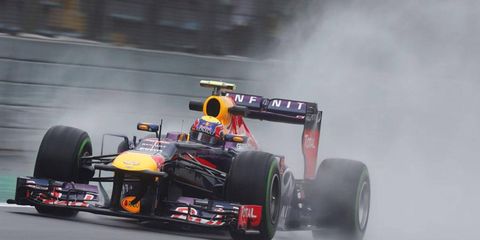 Mark Webber rolls through the last Friday practice session of his F1 career in Brazil.