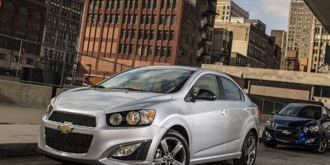 The 2014 Chevy Sonic RS sedan will carry the same sporty features at the RS hatchback.