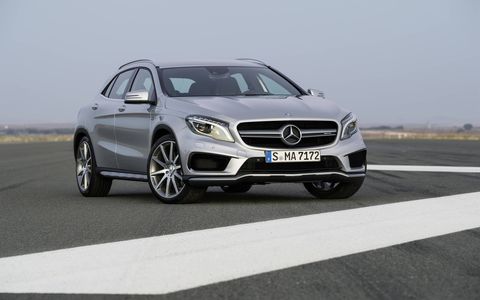 For the 2016 model year, the Mercedes-AMG CLA45 and GLA45 get a power boost -- up to 375 hp -- and a slate of interior upgrades. Photos show European-spec cars.