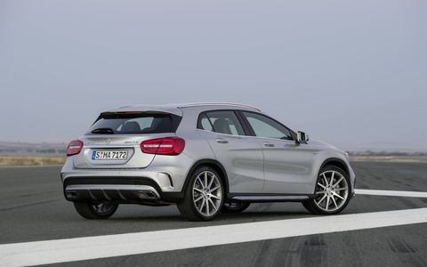 For the 2016 model year, the Mercedes-AMG CLA45 and GLA45 get a power boost -- up to 375 hp -- and a slate of interior upgrades. Photos show European-spec cars.