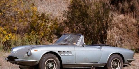 This 1967 Ferrari 330 GTS sat in a barn for 44 years following an engine fire, and it currently doesn't run.