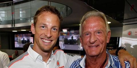 Jenson Button poses for a photo with his father, John. John Button passed away over the weekend.