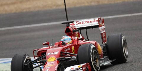 Fernando Alonso drives a Ferrari in Jerez testing. Ferrari team boss Stefano Domenicali says it will be a balancing act to keep drivers Kimi Raikkonen and Alonso focused on the team.