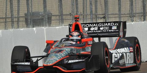 JR Hildebrand displayed the National Guard sponsorship prominently on his car last season.