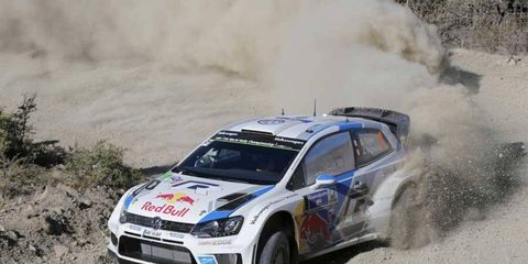 Sebastian Ogier navigates some tricky terrain at the 204 Rally Mexico event.