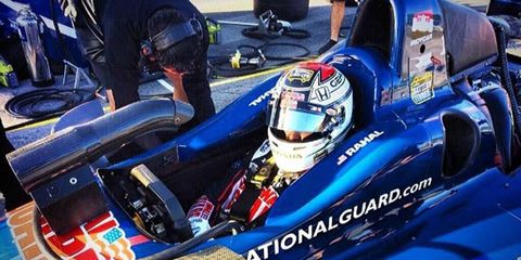 Graham Rahal was in the cockpit of his 2014 National Guard-sponsored IndyCar ride on Monday at Sebring International Raceway.