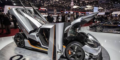 Dihedral synchro-helix doors are a Koenigsegg trademark.