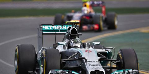 Nico Rosberg took the lead early in Australia and never gave it back. He won the season-opening Australian Grand Prix.