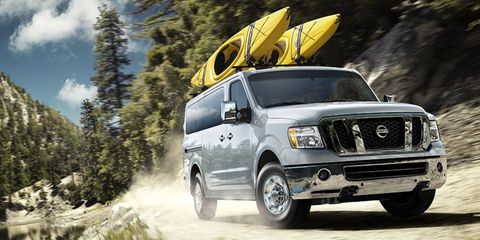 The four-row 12-passenger NV van offers V6 and V8 power.