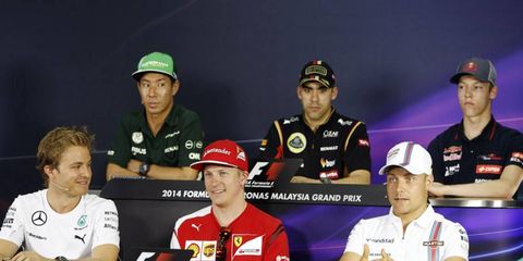 Several Formula One drivers participated in a press conference to talk about the Malaysian Grand Prix.