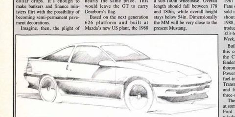 In 1986, we had a fairly good idea of what the Ford Probe would look like -- and we had a hunch that it was never a true threat to the rear-wheel drive Mustang.