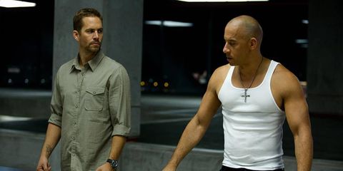 Paul Walker and Vin Diesel on the set of "Fast & Furious 6."