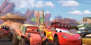 A gang of desert racers challenges McQueen to a race in 'The Radiator Springs 500 1/2.'