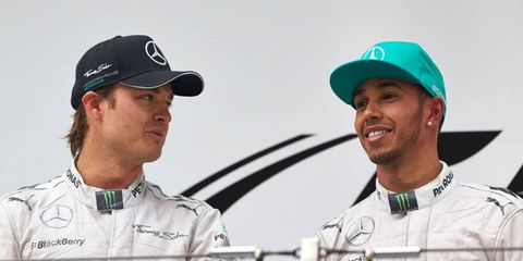 Nico Rosberg, the Formula One points leader, has one win this season, while teammate Lewis Hamilton, right, has won three races.