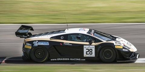 Jereon Bleekemolen and Hari Proczyk drove the Lamborghini Gallardo to the win at Brands Hatch on Sunday.