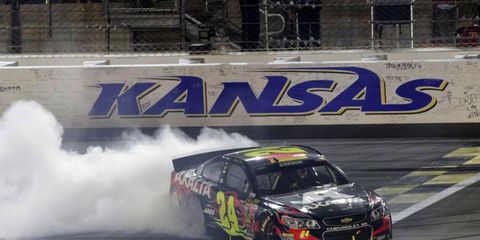 Jeff Gordon picked up his first win of 2014 on Saturday night in Kansas.