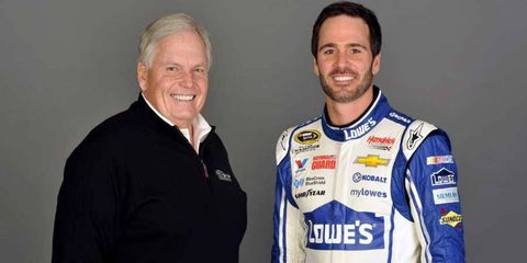 Rick Hendrick (left) is on this year's Hall of Fame ballot, while Jimmie Johnson will be one of the voters.