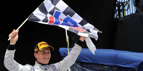 Renger van der Zande got a chance to celebrate a Prototype Challenge win at Mazda Raceway Laguna Seca earlier this season.
