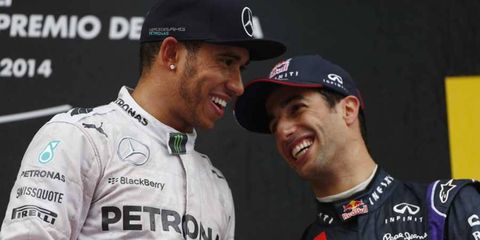 Lewis Hamilton (left) and Daniel Ricciardo's (right) respective teams are developing a rivalry both on and off the track.